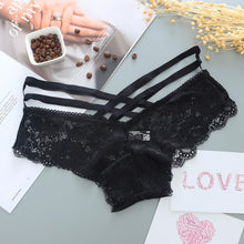 Charger l&#39;image dans la galerie, Sexy Panties Women Lace Low-Rise Solid Sexy Briefs Female Underwear Cross Strap Temptation Lingerie Ladies G String Thong