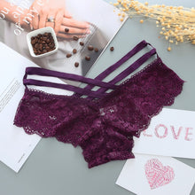 Charger l&#39;image dans la galerie, Sexy Panties Women Lace Low-Rise Solid Sexy Briefs Female Underwear Cross Strap Temptation Lingerie Ladies G String Thong