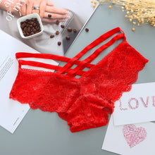 Charger l&#39;image dans la galerie, Sexy Panties Women Lace Low-Rise Solid Sexy Briefs Female Underwear Cross Strap Temptation Lingerie Ladies G String Thong