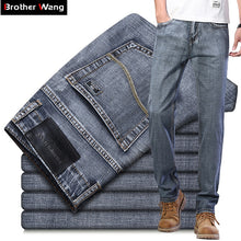 Charger l&#39;image dans la galerie, 2020 New Men&#39;s Jeans Classic Style Business Casual Advanced Stretch Regular Fit Denim Trousers Grey Blue Pants Male
