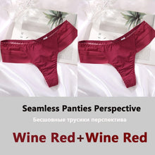 Cargar imagen en el visor de la galería, 2 unids/set de bragas sexis en Tanga para mujer, bragas sin costuras, ropa interior con perspectiva, calzoncillos transparentes, lencería íntima para niñas