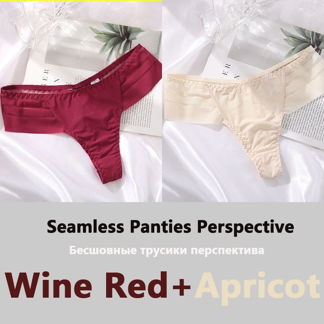 2 unids/set de bragas sexis en Tanga para mujer, bragas sin costuras, ropa interior con perspectiva, calzoncillos transparentes, lencería íntima para niñas