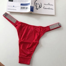 Charger l&#39;image dans la galerie, SP&amp;CITY Letter Rhinestone Sexy Underwear Fitness Sports Hip Lifting Satin Panties Thong Low Waist Seamless Briefs Tanga Lingerie