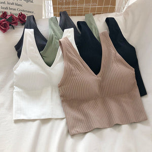 CHRLEISURE New Sexy Push UP Bra Woven Wrapped Top Underwear V-Tie Bra Pad Wireless Sports Bra 2020