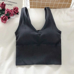 CHRLEISURE New Sexy Push UP Bra Woven Wrapped Top Underwear V-Tie Bra Pad Wireless Sports Bra 2020