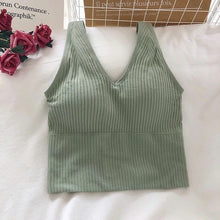 Charger l&#39;image dans la galerie, CHRLEISURE New Sexy Push UP Bra Woven Wrapped Top Underwear V-Tie Bra Pad Wireless Sports Bra 2020