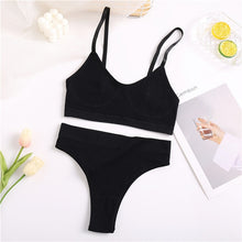 Charger l&#39;image dans la galerie, FINETOO Seamless Women Top Panties Set Cotton Tops Low Waist G-String Underwear Set Soft Active Wear Lingerie Fitness Crop Top