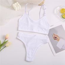 Charger l&#39;image dans la galerie, FINETOO Seamless Women Top Panties Set Cotton Tops Low Waist G-String Underwear Set Soft Active Wear Lingerie Fitness Crop Top