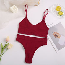 Charger l&#39;image dans la galerie, FINETOO Seamless Women Top Panties Set Cotton Tops Low Waist G-String Underwear Set Soft Active Wear Lingerie Fitness Crop Top