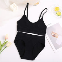 Charger l&#39;image dans la galerie, FINETOO Seamless Women Top Panties Set Cotton Tops Low Waist G-String Underwear Set Soft Active Wear Lingerie Fitness Crop Top