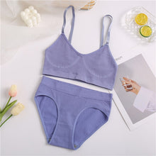 Charger l&#39;image dans la galerie, FINETOO Seamless Women Top Panties Set Cotton Tops Low Waist G-String Underwear Set Soft Active Wear Lingerie Fitness Crop Top