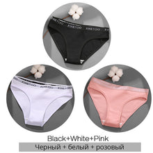 Load image into Gallery viewer, FINETOO 3PCS/Set Women&#39;s Underwear Cotton Panty Sexy Panties Female Underpants Solid Color Panty Intimates Women Lingerie M-2XL