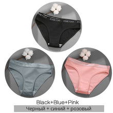 Load image into Gallery viewer, FINETOO 3PCS/Set Women&#39;s Underwear Cotton Panty Sexy Panties Female Underpants Solid Color Panty Intimates Women Lingerie M-2XL