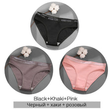 Load image into Gallery viewer, FINETOO 3PCS/Set Women&#39;s Underwear Cotton Panty Sexy Panties Female Underpants Solid Color Panty Intimates Women Lingerie M-2XL