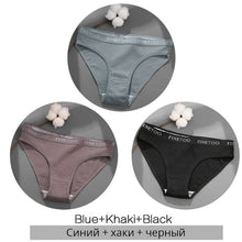 Load image into Gallery viewer, FINETOO 3PCS/Set Women&#39;s Underwear Cotton Panty Sexy Panties Female Underpants Solid Color Panty Intimates Women Lingerie M-2XL