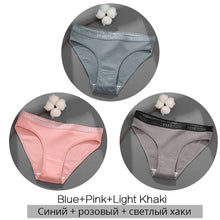 Load image into Gallery viewer, FINETOO 3PCS/Set Women&#39;s Underwear Cotton Panty Sexy Panties Female Underpants Solid Color Panty Intimates Women Lingerie M-2XL
