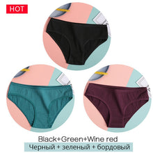Load image into Gallery viewer, FINETOO 3PCS/Set Women&#39;s Underwear Cotton Panty Sexy Panties Female Underpants Solid Color Panty Intimates Women Lingerie M-2XL