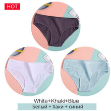 Load image into Gallery viewer, FINETOO 3PCS/Set Women&#39;s Underwear Cotton Panty Sexy Panties Female Underpants Solid Color Panty Intimates Women Lingerie M-2XL