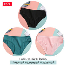 Load image into Gallery viewer, FINETOO 3PCS/Set Women&#39;s Underwear Cotton Panty Sexy Panties Female Underpants Solid Color Panty Intimates Women Lingerie M-2XL