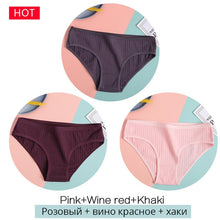 Load image into Gallery viewer, FINETOO 3PCS/Set Women&#39;s Underwear Cotton Panty Sexy Panties Female Underpants Solid Color Panty Intimates Women Lingerie M-2XL