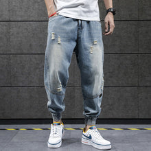 Charger l&#39;image dans la galerie, 2020 New Hip Hop Harem Jeans Pants Men Loose Joggers Denim Casual Sweatpants Korea Ankle Length Trousers Streetwear