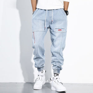 2020 New Hip Hop Harem Jeans Pants Men Loose Joggers Denim Casual Sweatpants Korea Ankle Length Trousers Streetwear