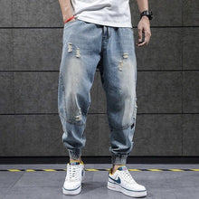 Charger l&#39;image dans la galerie, 2020 New Hip Hop Harem Jeans Pants Men Loose Joggers Denim Casual Sweatpants Korea Ankle Length Trousers Streetwear