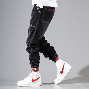 2020 New Hip Hop Harem Jeans Pants Men Loose Joggers Denim Casual Sweatpants Korea Ankle Length Trousers Streetwear