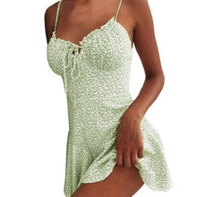Load image into Gallery viewer, Muyogrt Women Dress Summer V Neck Sexy Floral Print Mini Dress  Shoulder Ruffle Party Dress Femme Backless A-Line Short Dress