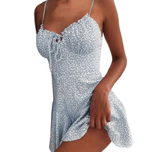 Load image into Gallery viewer, Muyogrt Women Dress Summer V Neck Sexy Floral Print Mini Dress  Shoulder Ruffle Party Dress Femme Backless A-Line Short Dress