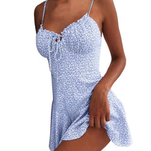Load image into Gallery viewer, Muyogrt Women Dress Summer V Neck Sexy Floral Print Mini Dress  Shoulder Ruffle Party Dress Femme Backless A-Line Short Dress