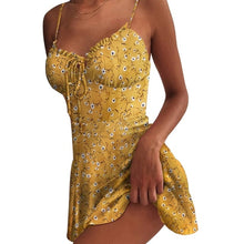 Load image into Gallery viewer, Muyogrt Women Dress Summer V Neck Sexy Floral Print Mini Dress  Shoulder Ruffle Party Dress Femme Backless A-Line Short Dress