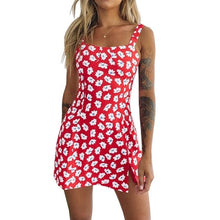 Load image into Gallery viewer, Muyogrt Women Dress Summer V Neck Sexy Floral Print Mini Dress  Shoulder Ruffle Party Dress Femme Backless A-Line Short Dress