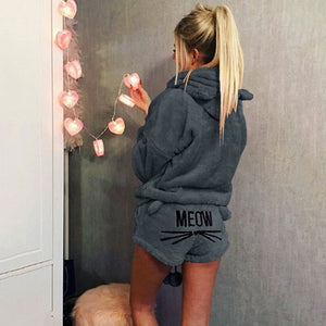 Plus size Women's Pajama Sets Autumn Winter Flannel Cartoon Warm Pyjamas Animal Sleepwear Cat Cute Female Fashion Girls Homewear
