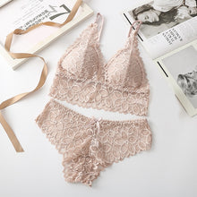 Load image into Gallery viewer, Women Lace Bra Sets Seamless Underwear Backless Vest Sexy Panties Lingerie Padded Bralette Ultrathin Briefs Female  Intimates