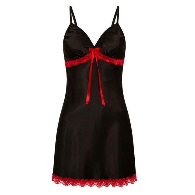 Sexy Sleepwear Women Lace Silk Satin Night Dress Sleeveless Nighties V-neck Nightgown Plus Size 3XL Nightdress Summer Nightwear