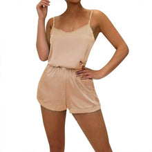 Load image into Gallery viewer, Satin Pajamas Sexy Lace Pijama Nightie Sleepwear Home Clothes Tops and Shorts Women&#39;s Silk Pajamas Solid Color Pajama Set Women
