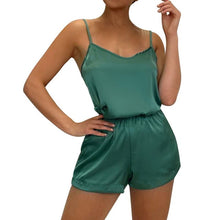Load image into Gallery viewer, Satin Pajamas Sexy Lace Pijama Nightie Sleepwear Home Clothes Tops and Shorts Women&#39;s Silk Pajamas Solid Color Pajama Set Women