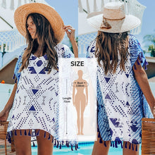Cargar imagen en el visor de la galería, CUPSHE blanco Crochet Bikini cubrir con flecos Trim mujeres Sexy Hollow túnica playa vestido 2021 verano traje de baño ropa de playa