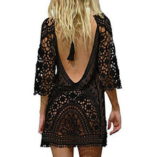 Charger l&#39;image dans la galerie, Sexy Women’s Bathing Suit Cover Up Crochet Lace Bikini Bathing Suit Swimsuit Smock Knitting Swimwear Mesh Beach Dress Tunic Robe