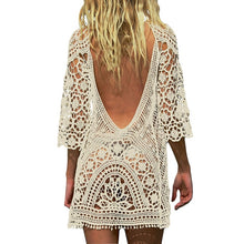 Charger l&#39;image dans la galerie, Sexy Women’s Bathing Suit Cover Up Crochet Lace Bikini Bathing Suit Swimsuit Smock Knitting Swimwear Mesh Beach Dress Tunic Robe