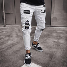 Charger l&#39;image dans la galerie, Skinny ripped jeans men Pants Pencil Biker Side Striped Jeans Destroyed Hole Hip Hop Slim Fit Man Scratched Jean Hombre Pantalon