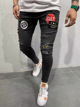 Charger l&#39;image dans la galerie, Skinny ripped jeans men Pants Pencil Biker Side Striped Jeans Destroyed Hole Hip Hop Slim Fit Man Scratched Jean Hombre Pantalon