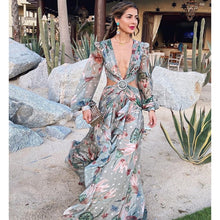 Cargar imagen en el visor de la galería, Vestido de playa 2021, Bikini tipo pareo, traje de baño estampado, Kimono para mujer, túnica de talla grande, traje de baño Sexy de manga larga, pareos