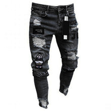 Charger l&#39;image dans la galerie, 2021 New Men&#39;s Slim-Fit Ripped Jeans Men&#39;s Painted Jeans Patch Beggar Pants Jumbo Men&#39;s Hip Hop Pants Size S-4XL