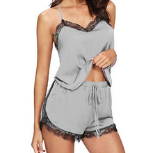 Load image into Gallery viewer, Women Sexy Pajamas Set Sexy Lace Spaghetti Strap Lingerie Sleepwear Suit Casual V-Neck Female 2 Piece Nightwear Shorts Set