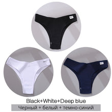 Charger l&#39;image dans la galerie, FINETOO Cotton Brazilian Panties Women Sexy V Waist G-String Underwear Female T-back Underpants M-XL Lady Bikini Panty 3Pcs/set