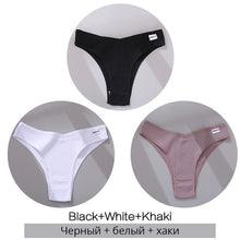 Charger l&#39;image dans la galerie, FINETOO Cotton Brazilian Panties Women Sexy V Waist G-String Underwear Female T-back Underpants M-XL Lady Bikini Panty 3Pcs/set