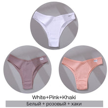 Charger l&#39;image dans la galerie, FINETOO Cotton Brazilian Panties Women Sexy V Waist G-String Underwear Female T-back Underpants M-XL Lady Bikini Panty 3Pcs/set