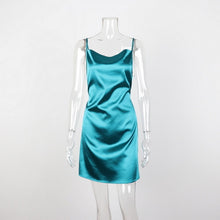 Load image into Gallery viewer, Muyogrt Sexy White Satin Party Dress Night Club Women Sleeveless Summer Bodycon Dress Female Spaghetti Strap Vintage Mini Dress